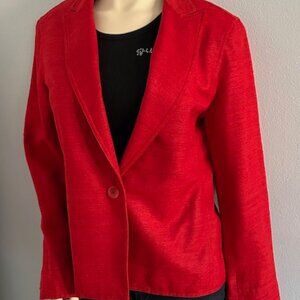 Jones New York Orange Slubbed Silk Blazer, Size 12